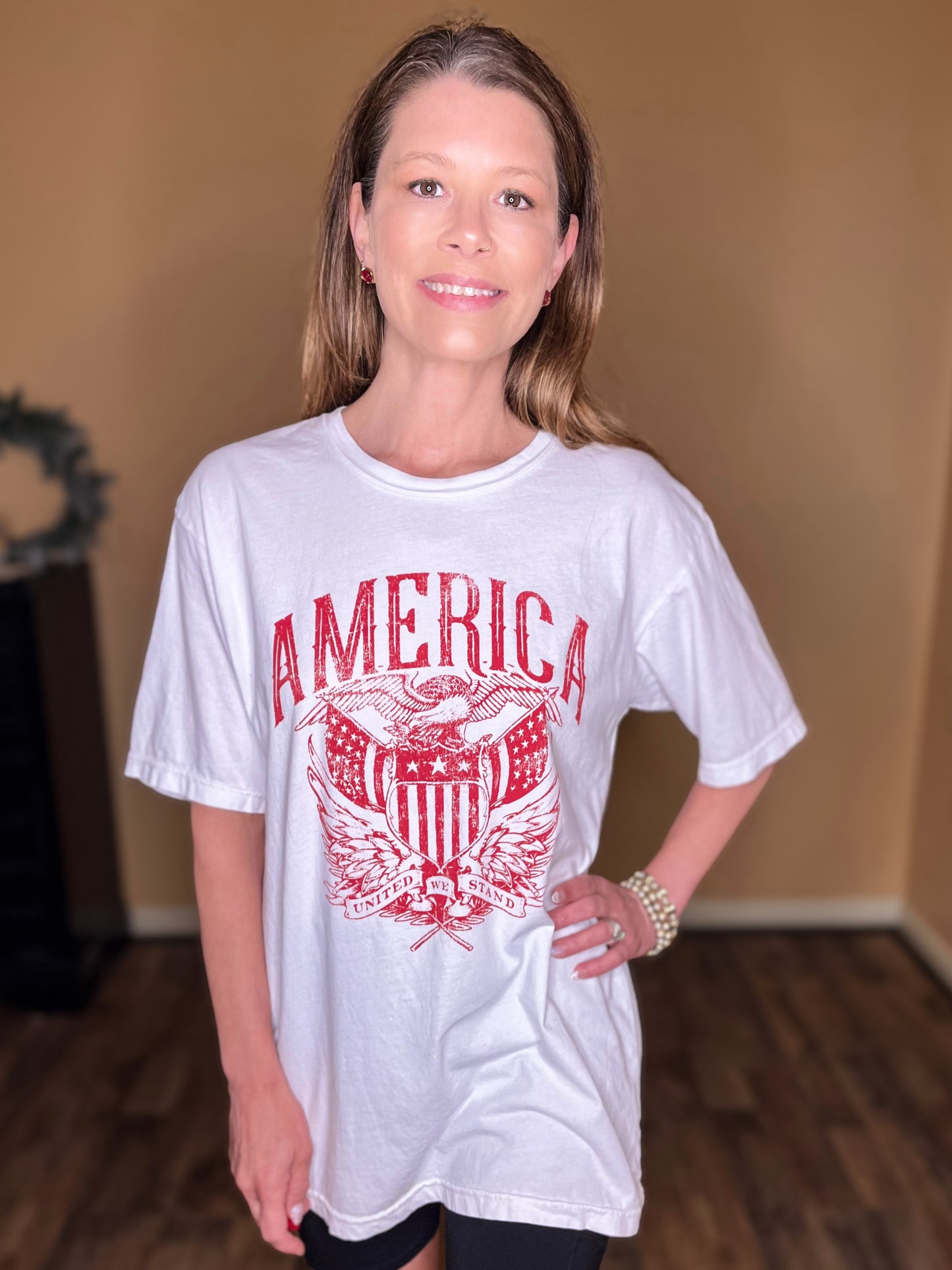 vintage eagle and crest america women's oversized graphic tee