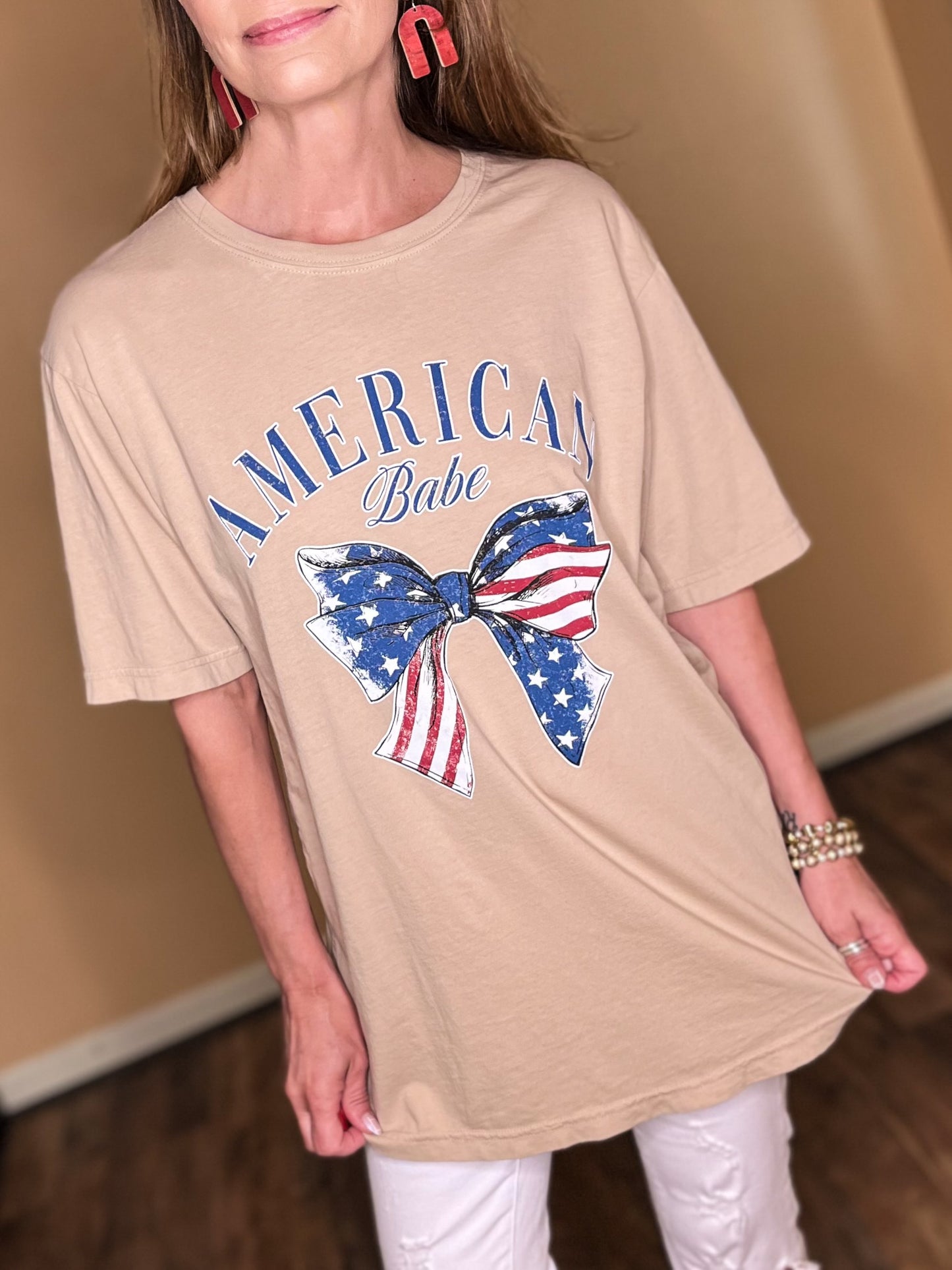 American Babe Coquette Flag Bow Graphic Tee