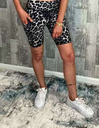 Shorts ahtleisure, animal print, animal print high rise butter biker shorts, athletic, athletic shorts, athletic shorts with pockets, bottoms, clothing, leopard print biker shorts, let's get moving, pockets, shorts Size: Small, Medium, Large