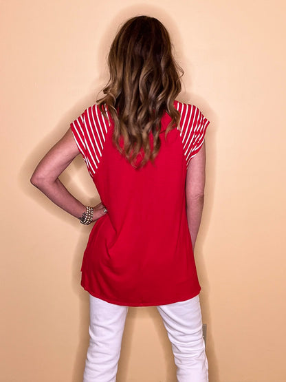 high low short sleeve top
