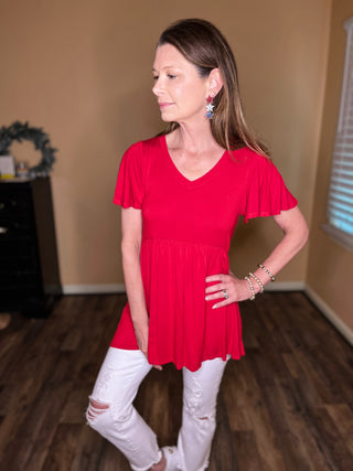 V neck babydoll tunic top