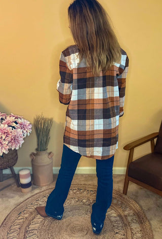 Shirts & Tops clothing, fall flannel, flannel, plaid long sleeve, plaid long sleeve top Size: Small, Medium, Large