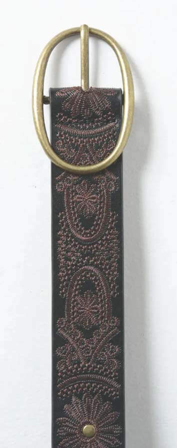 Belts 1.5" strap width, accessories, belts, camel belt, floral stitch, floral stitch oval buckle belt, oval buckle