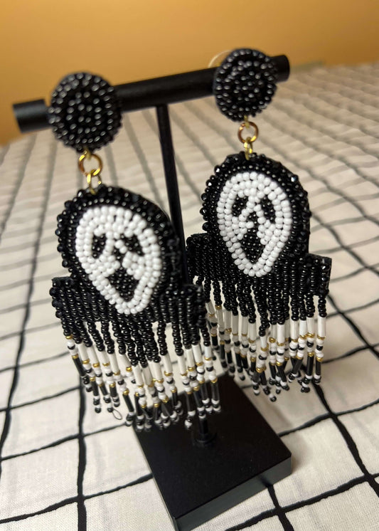Earrings earrings, fall earrings, ghost face earrings, halloween earrings, skeleton earrings