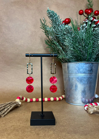 Holly Earrings - Red Shimmer