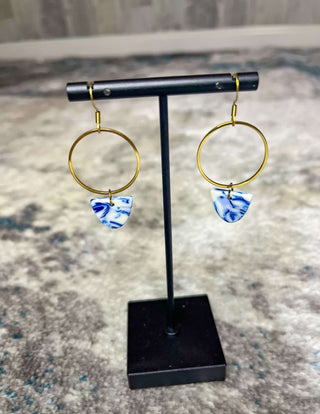 Earrings accessories, acrylic charm, earrings, gold-plated circle charm, gold-plated hooks, gold-plated hypoallergenic hook, Iris Earring, Spiffy & Splendid