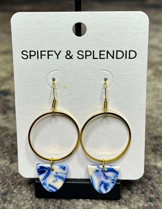 Earrings accessories, acrylic charm, earrings, gold-plated circle charm, gold-plated hooks, gold-plated hypoallergenic hook, Iris Earring, Spiffy & Splendid