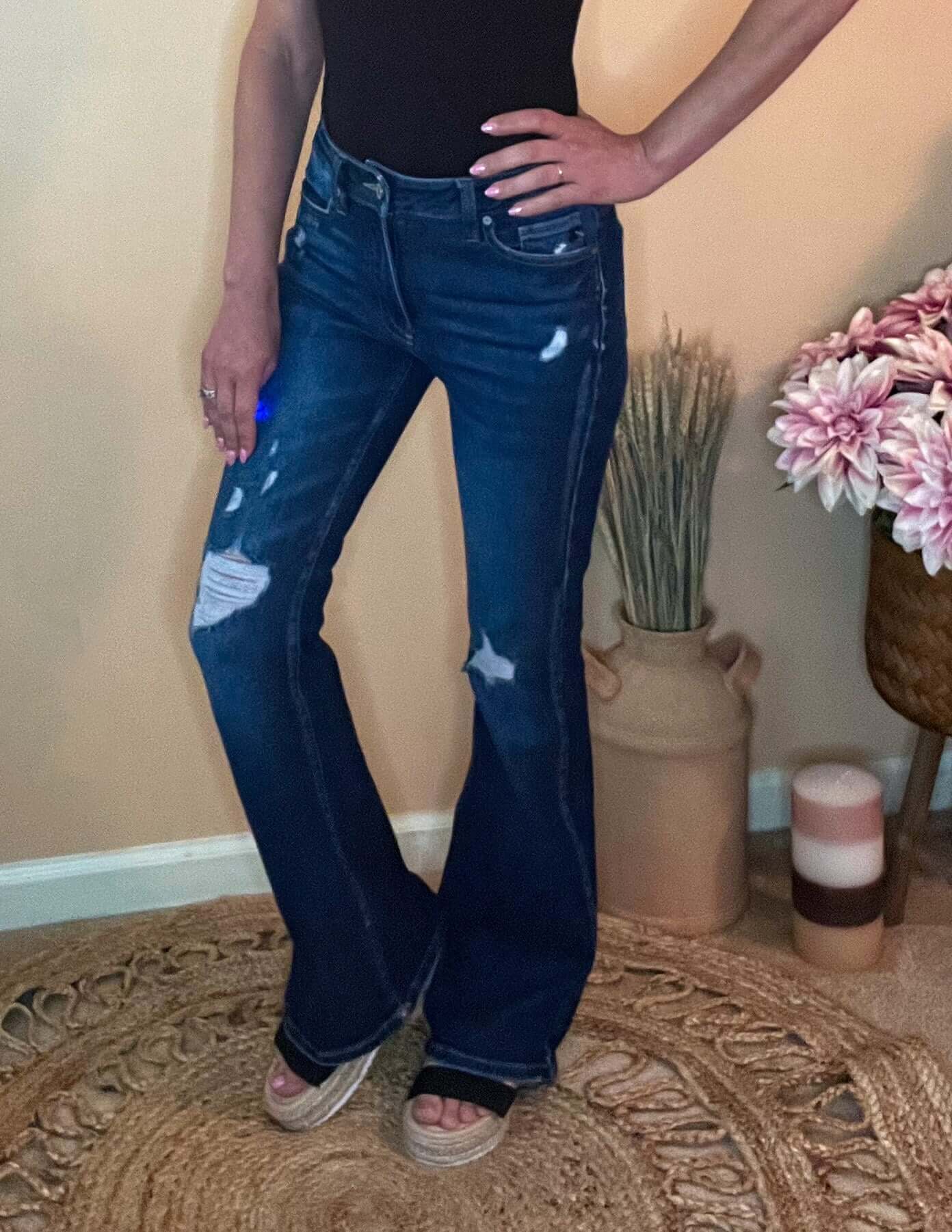 Pants 33" Inseam, 5 pocket design, 9.5" rise, Boutiques with KanCan Jeans, button-zip closure, button-zip fly, clothing, Denim, flare jeans, high rise jeans, jeans, KanCan, KanCan Jeans Boutique, KanCan Odie High Rise Flare Jeans, pants, single button fro