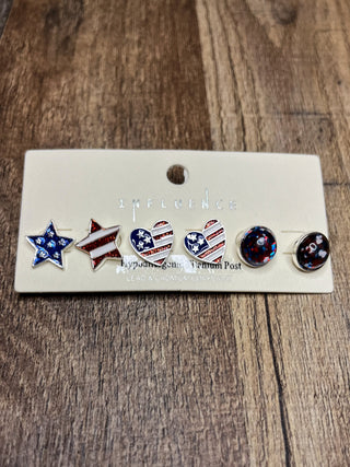 women's patriotic earring trio