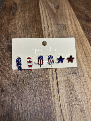 patriotic fourth of july earrings set