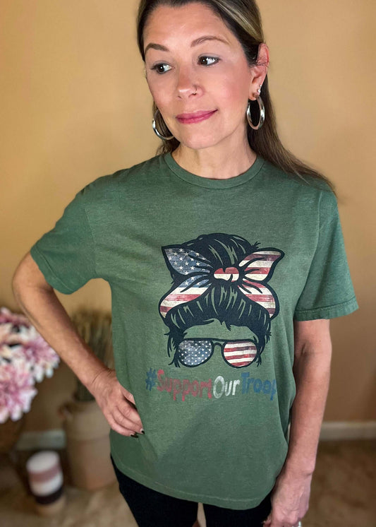 Shirts & Tops #supportourtroops, clothing, fall graphic tees, Gildan tee, Graphic Tees, messy bun graphic tee, midwest tees, patriotic, patriotic graphic tees, shirts, shirts & tops, unisex fit tee Size: Small, Medium, Large, Extra Large