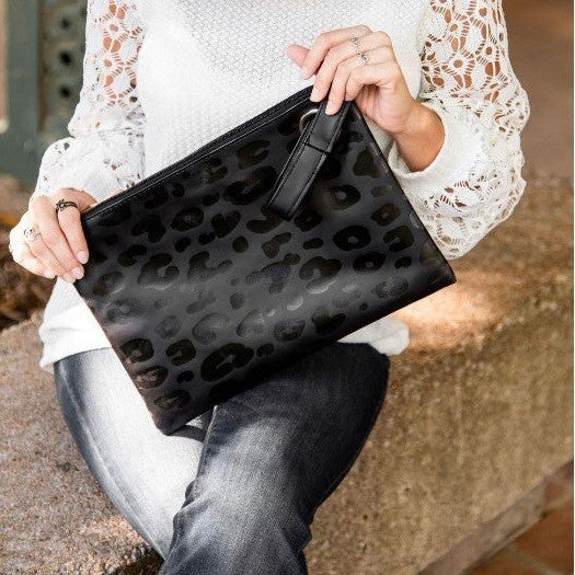 Clutch bags, gifts, handbags, oversized clutch Color: Black Leopard
