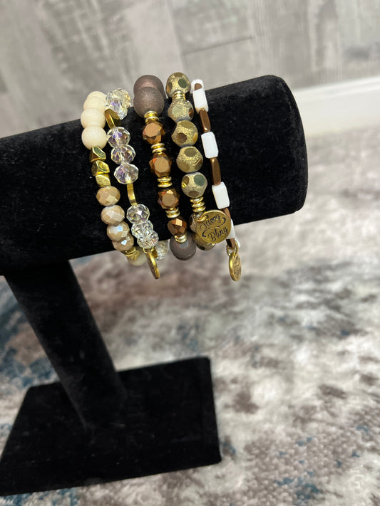 Bracelets 5 separate bracelets, 7', accessories, black & white oil slick leopard bracelet stack, bracelet, bracelet stack, braceletbeautiful sparkle, crystal beads, crystal glass beads, glass beads, hematite, jewelry, one size, Regular Size, savvy bling