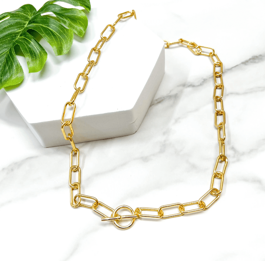 Necklaces 18k filled gold necklace, accessories, accessory, apparel & accessories, chain toggle necklace, necklace, necklaces, savvy bling, savvy bling jewelry, savvy bling necklace