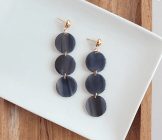 Earrings accessories, acrylic, acrylic earrings, earrings, Elle Earrings Black, gold-plated posts, gold-plated stainless steel posts, Spiffy & Splendid