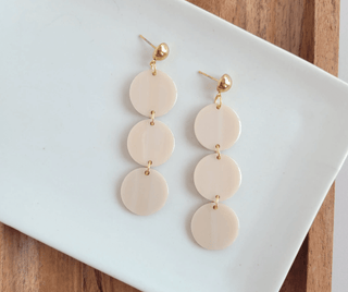 Earrings accessories, acrylic, acrylic earrings, earrings, Elle Earrings - Linen, gold-plated posts, gold-plated stainless steel posts, Spiffy & Splendid