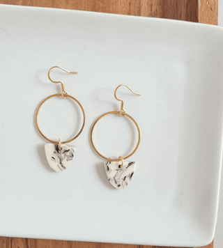 Earrings accessories, acrylic charm, earrings, gold-plated circle charm, gold-plated hooks, gold-plated hypoallergenic hook, Iris Earring, Iris Earring - Marble, Spiffy & Splendid