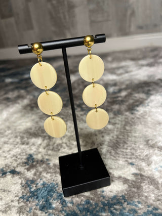 Earrings accessories, acrylic, acrylic earrings, earrings, Elle Earrings - Linen, gold-plated posts, gold-plated stainless steel posts, Spiffy & Splendid