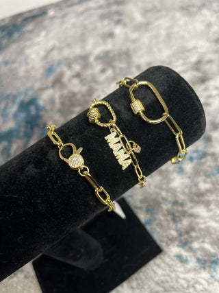 Bracelets 18k gold filled bracelet, accessories, accessory, apparel & accessories, gold filled bracelet, MAMA, mama bracelet, mama charm, pave zircon mama charm, savvy bling, savvy bling bracelet, savvy bling jewelry