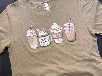 Shirts & Tops 52% Cotton 48% Polyester, bella canvas, Bella Canvas tee, christmas graphic tees, clothing, coffee graphic tee, gift, gift corner, gift list, gifts, graphic, Graphic Tees, latte graphic tee, nurse gift, nurse graphic tee, nurses fuel, shirts