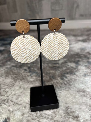 Earrings accessories, chevron earrings, cork leather earrings, earrings, gold honey chevron, jewelry, leather earrings, mod miss, mod miss earrings, mod miss jewelry, round cork leather earrings