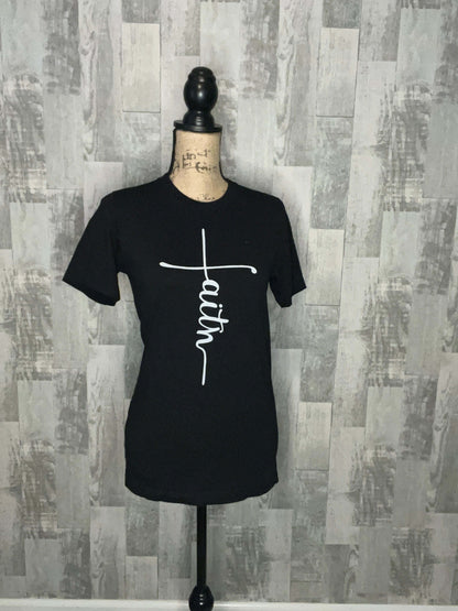 Shirts & Tops Bella Canvas, clothing, faith cross, faith cross graphic tee, faith tee, fall graphic tees, Graphic Tees, midwest tees, shirts, shirts & tops, short sleeves, unisex fit tee Size: Small, Medium, Large, Extra Large