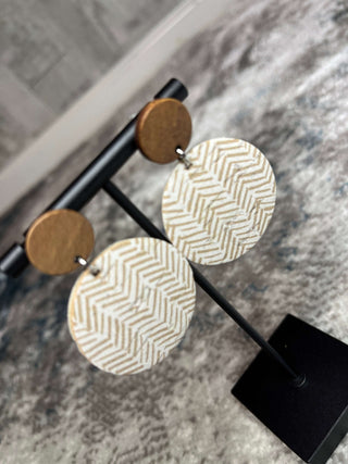 Earrings accessories, chevron earrings, cork leather earrings, earrings, gold honey chevron, jewelry, leather earrings, mod miss, mod miss earrings, mod miss jewelry, round cork leather earrings