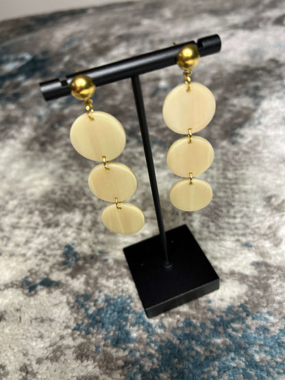 Earrings accessories, acrylic, acrylic earrings, earrings, Elle Earrings - Linen, gold-plated posts, gold-plated stainless steel posts, Spiffy & Splendid