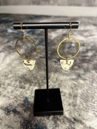 Earrings accessories, acrylic charm, earrings, gold-plated circle charm, gold-plated hooks, gold-plated hypoallergenic hook, Iris Earring, Iris Earring - Marble, Spiffy & Splendid